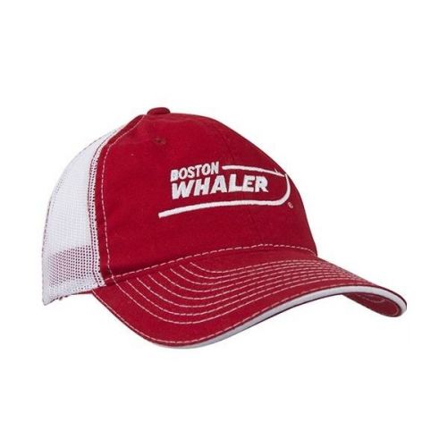 Boston whaler boats mesh back adjustable cap hat red &amp; white