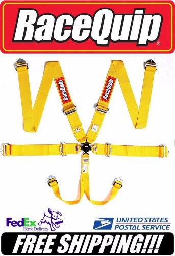 Racequip fia sfi 16.1 6pt camlock yellow racing safety harness #751031