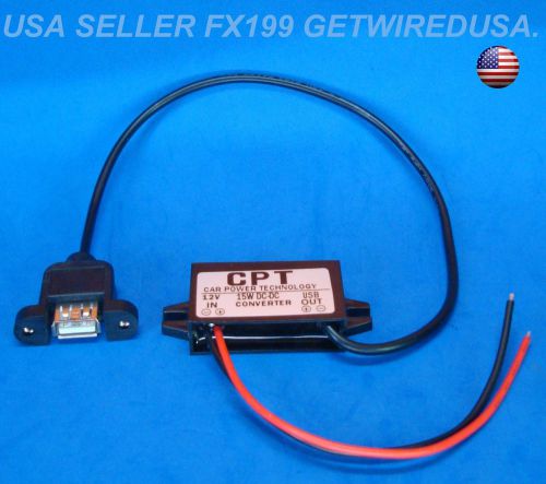 12V to 5-VOLT USB 3-AMP DC Converter Step Down Power Adapter Module Flush Mount, US $7.95, image 1