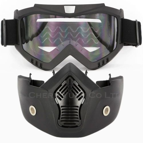 Motocross atv enduro downhill off-road helmet goggles mask mat black clear lens