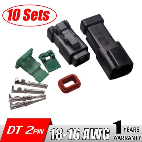 10 set deutsch dt 2 pin black connector kit 18-16 ga contacts adapters nickel