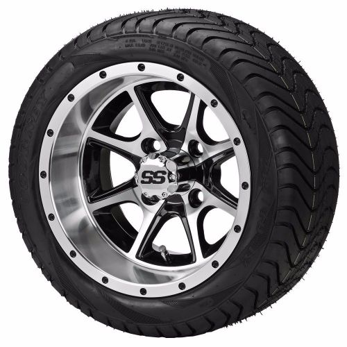Set of 4 - 215/35-12 tire on a 12x7 black/machined type 8 wheel w/free freight
