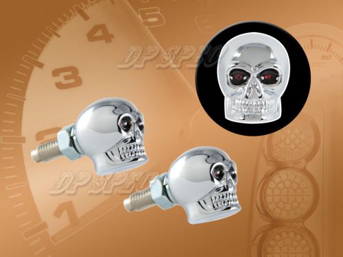 3d skull head license plate frame fastener screws bolt anodized chrome aluminum