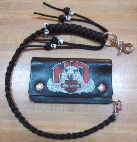 Motorcycle getback biker wallet whip / chain usa made paracord solid black