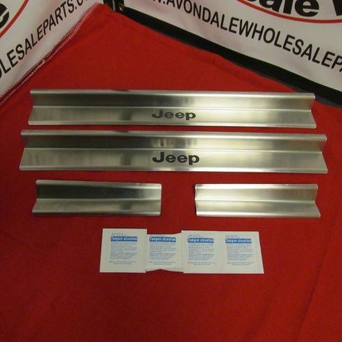 Jeep wrangler set of 4 polished door sill guards jeep logo mopar oem