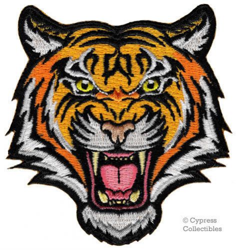 Tiger head biker patch embroidered iron-on tough mean enforcer emblem new