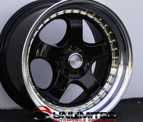 Esr sr06 18x9.5 et30 gloss black machined lip wheels rims fit nissan 240sx 300zx