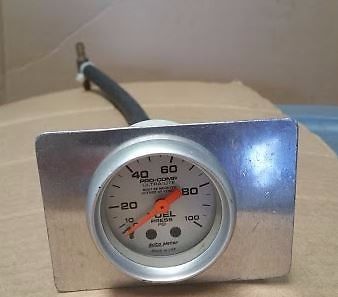 Autometer pro-comp mechanical fuel pressure gauge 2 5/8&#034; dia silver face 4612