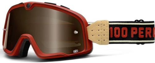 100% barstow legend bobber moto vintage cafe goggles red with bronze lens
