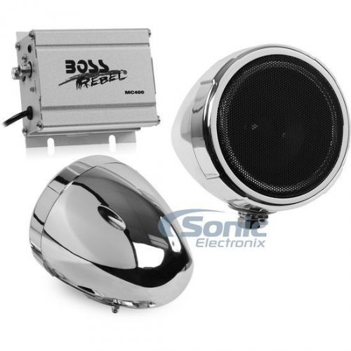 Boss mc400 3&#034; weatherproof bike/motorcycle handlebar amplified speaker system