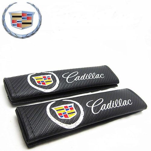 Carbon fiber +embroidery car seat belt cover pad shoulder cushion for cadillac