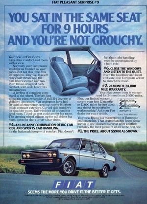 1979 fiat brava - blue 4-door - original advertisement car ad