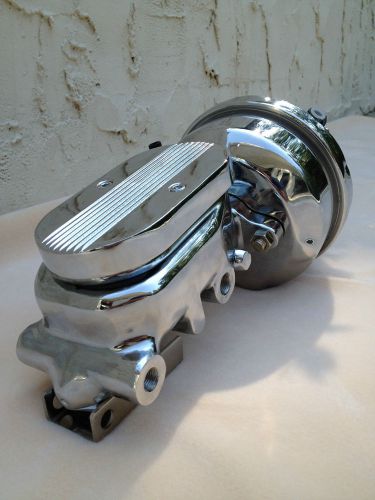 1952-1972 ford fullsize 7&#034; chrome brake booster &amp; flat top master cylinder