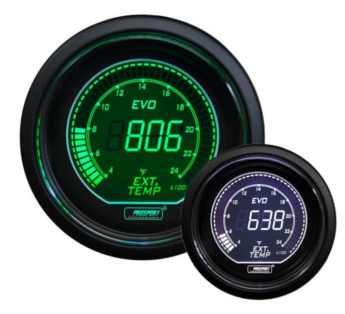 Egt gauge 52mm evo series prosport green and white display 216evowgegt
