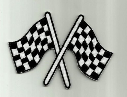 "chequered flag" iron on biker patch harley davidson formula 1 v8 rockabilly hog