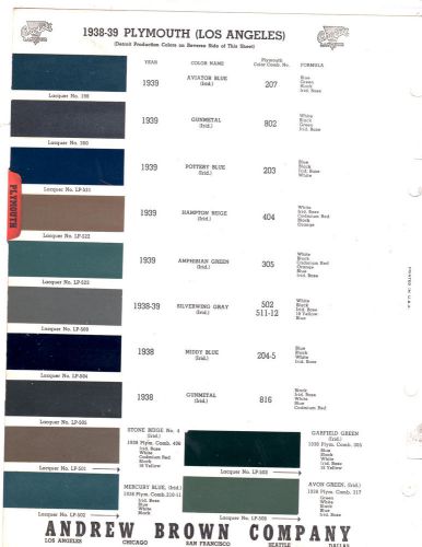 1938 1939 plymouth 38 39 andrew brown company 3839 brolite paint chips
