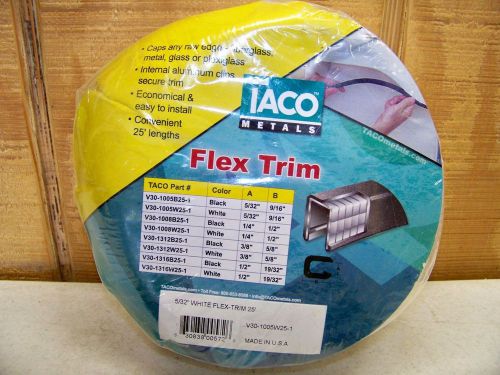 Taco metals flex trim 5/32&#034; x 25&#039; white new