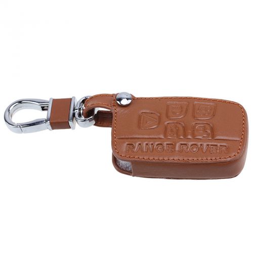 For land rover range car brown leather key case bag chain holder fob