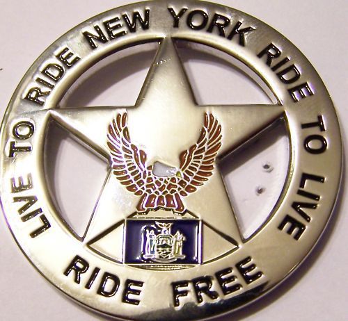 Motorcycle vest pin new york live to ride ride to