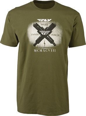 Fly racing spark tee shirt military green size s-2x