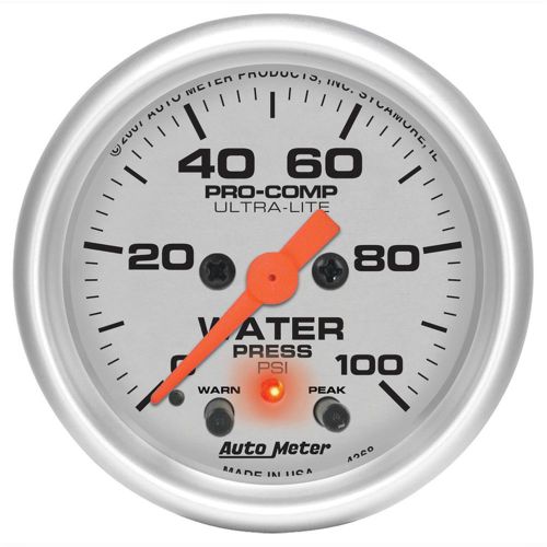 Auto meter 4368 ultra-lite electric water pressure gauge 2 1/16&#034; 0 - 35 psi