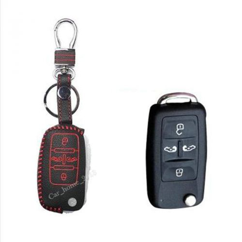 1pc car leather 4 button key cover leather key cases for vw sharan multivan