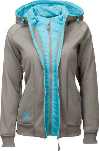 Fly racing offroad womens track zip-up hoodie sweatshirt (grey/blue) choose size