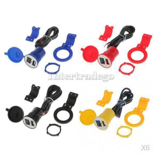 6x motorcycle usb power port charger waterproof cellphone charger 12v red