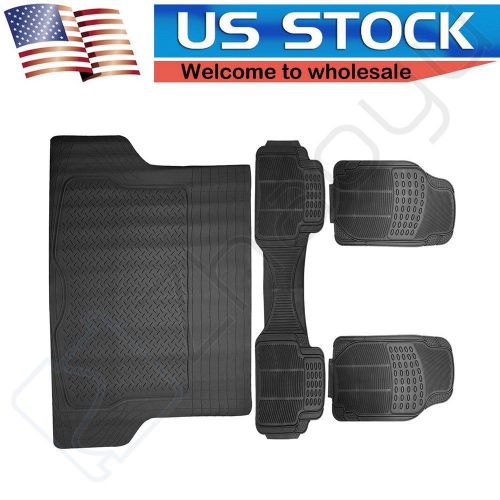 For suv floor mats all weather rubber protection 4 piece black