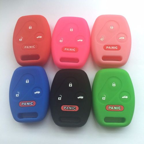 6pcs silicone smart 4 buttons key cover case bag fob for honda accord cr-v