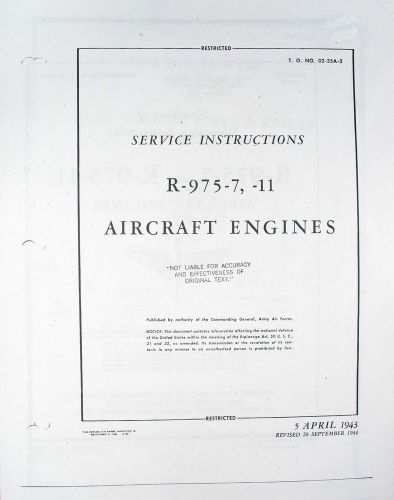 5ea. wright whirlwind engines r975 &amp; r760, &#034;5 manuals for 1 price&#034; on cd/dvd****