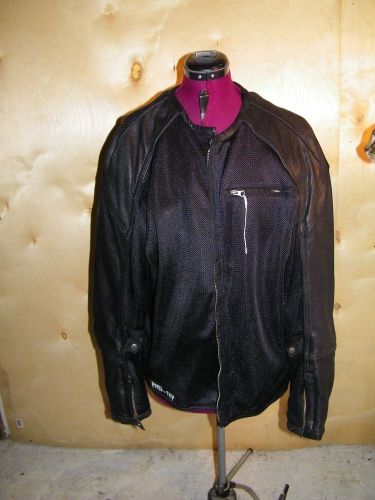 Nifty power trip leather motorcycle jacket size 2xl mesh pads adj wrist waist