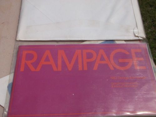 Rare authentic dodge rampage owner&#039;s manual, window sticker, warranty original
