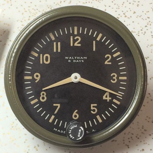 Waltham sherman tank aircraft clock 12809-t.d.-12 9 j 37s od olive drab bezel