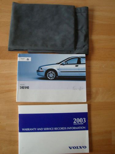 Volvo 2003 s40 v40 oem original factory owners manual book guide &amp; wallet