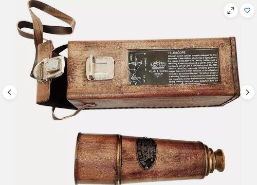 Brass Antique Spyglass Nautical 18" Telescope With Leather Carrying Case, US $100.00, image 4