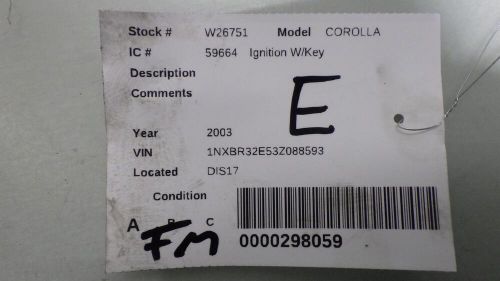 03 TOYOTA COROLLA Ignition W/Key, US $110.00, image 5