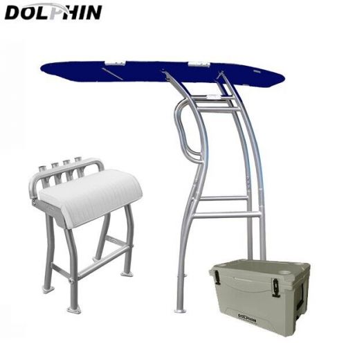 Dolphin Pro2 T Top Anodized Blue Canopy + Leaning Post + 85QT 96H Fishing Cooler, US $2,198.00, image 2