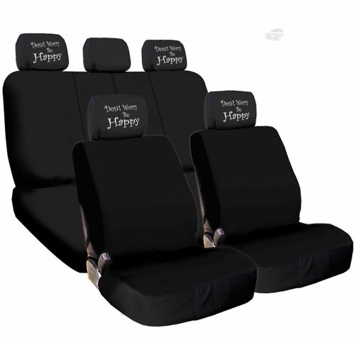 For VW New Don't Worry Be Happy Black Fabric Car Truck Seat Covers Set, US $43.25, image 8