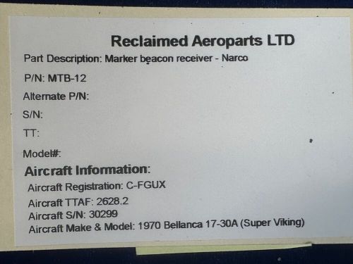 NARCO MARKER BEACON RECEIVER P/N: MTB-12, C $80.00, image 2