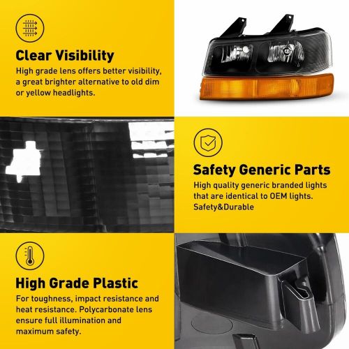 For 03-2024 Chevy Express/GMC Savana 1500-4500 Headlights Lamps Black Left+Right, US $116.99, image 5