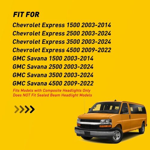 For 03-2024 Chevy Express/GMC Savana 1500-4500 Headlights Lamps Black Left+Right, US $116.99, image 7