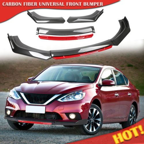 Front Bumper Lip Spoiler Splitter Carbon Black Red For Nissan Sentra SE-R Sedan, US $78.68, image 8