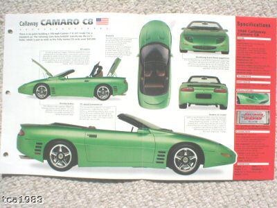 Chevy callaway camaro c8 / c-8 imp brochure: 1994,1995,1996