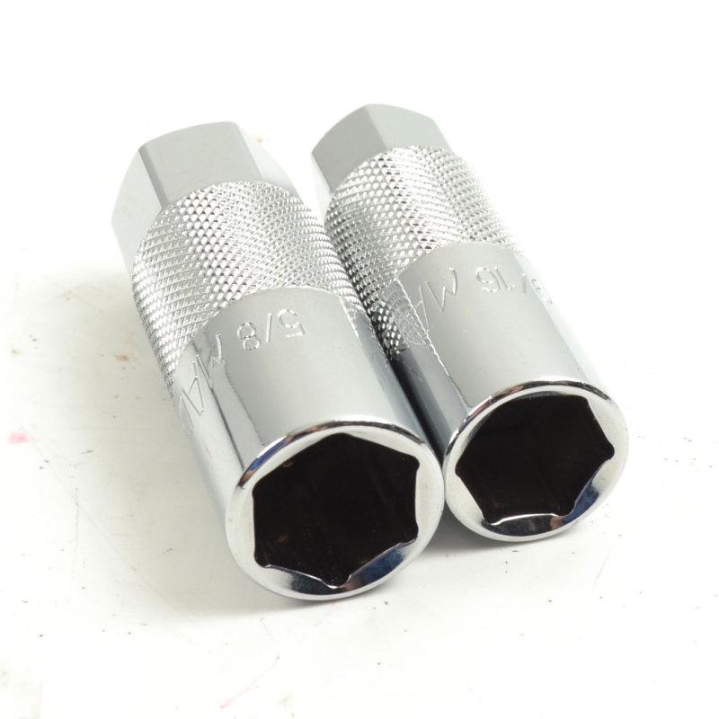 2 knurled mac tools 3/8" drive spark plug sockets sae 9/16" and 5/8"-new