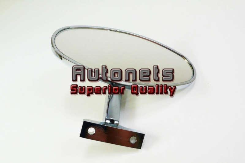 Chrome aluminum oval interior rear view mirror universal hot rat rod screw in