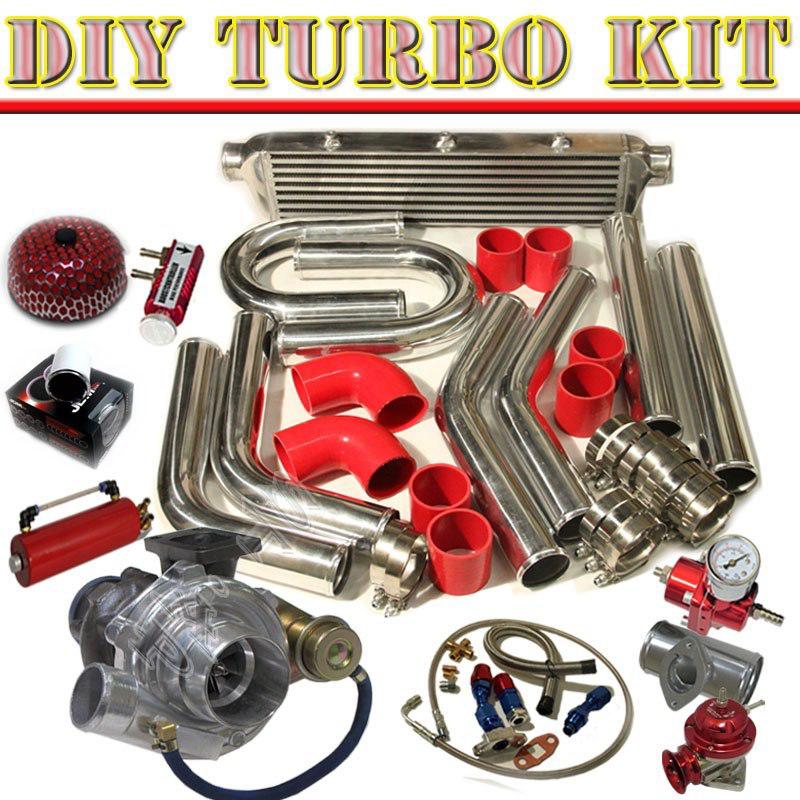 T3/t4 v-band turbo+27" intercooler+2.5" u-pupe piping kit+fpr+bov type-rs ch/red