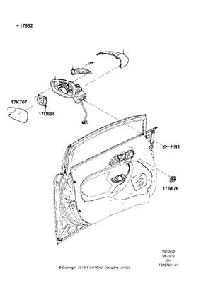 Be8z17683dd mirror assy rear view outer 11 fiesta