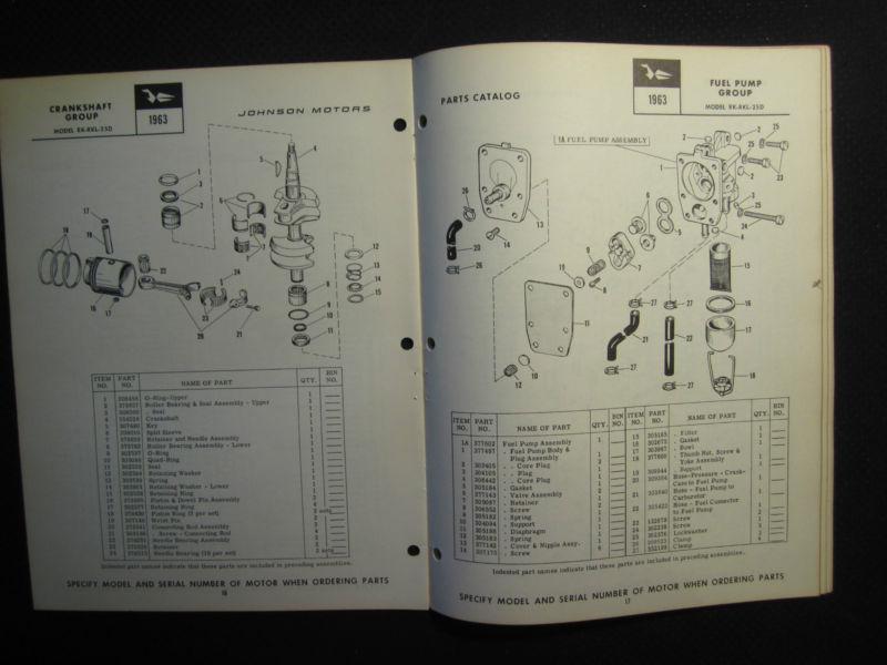 1963 Johnson Outboard Motor 40 HP Parts Catalog Manual Sea Horse RK RKL 25D Elec, US $8.95, image 2