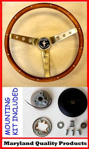 65-69 ford mustang walnut wood steering wheel kit new